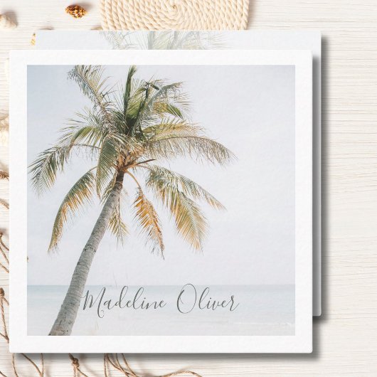 Carte De Visite Carré Palm Tree Tropical QR Code moderne