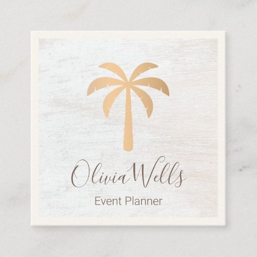Carte De Visite Carré Palmier Bois blanc (Devant)