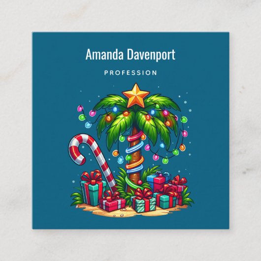 Carte De Visite Carré Palmier de Noël tropical (Devant)