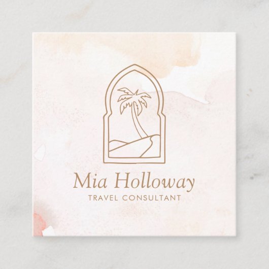 Carte De Visite Carré Palmier minimal Boho moderne (Devant)