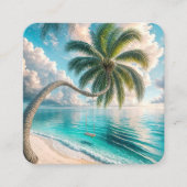 Carte De Visite Carré Palmier Tropical Avec Flèche (Devant)