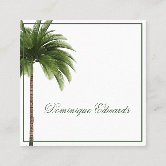 Carte De Visite Carré Palmier Tropical Élégant Simple Design (Dos)