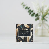 Carte De Visite Carré Pampas Grass Motif de luxe noir (Debout devant)