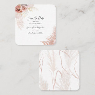 Carte De Visite Carré Pampas Grass Terracotta Script Enregistrer la cart