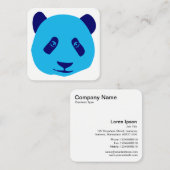 Carte De Visite Carré Panda - Bleu (Devant / Derrière)
