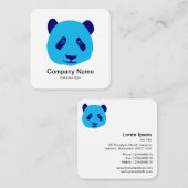 Carte De Visite Carré Panda - Bleu (Devant / Derrière)