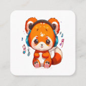 Carte De Visite Carré Panda écoute Kpop Music (Devant)