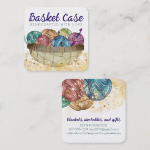 Carte De Visite Carré Panier en fils crochet crochets artisanal espun ar