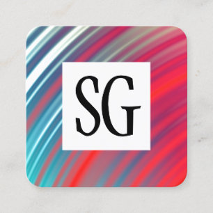 Carte De Visite Carré Panneau carré - Initiales - Anneaux planètes Abstr