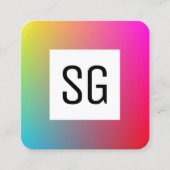 Carte De Visite Carré Panneau carré - Initiales - Dégradé Y, M, B, R, (Devant)