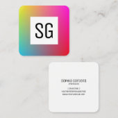 Carte De Visite Carré Panneau carré - Initiales - Dégradé Y, M, B, R, (Devant / Derrière)