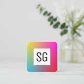 Carte De Visite Carré Panneau carré - Initiales - Dégradé Y, M, B, R, (Debout devant)