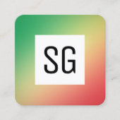 Carte De Visite Carré Panneau carré - Initiales - Grn, Jaune, Rouge (Devant)