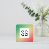 Carte De Visite Carré Panneau carré - Initiales - Grn, Jaune, Rouge (Debout devant)