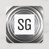 Carte De Visite Carré Panneau carré - Initiales - Long Spring B&W (Devant)