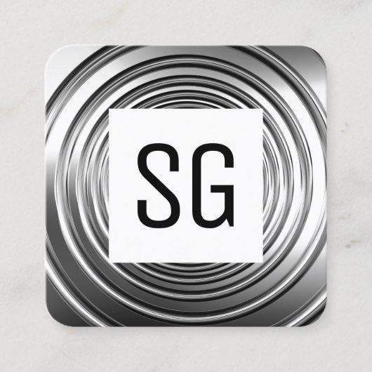 Carte De Visite Carré Panneau carré - Initiales - Long Spring B&W (Devant)