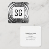 Carte De Visite Carré Panneau carré - Initiales - Long Spring B&W (Devant / Derrière)