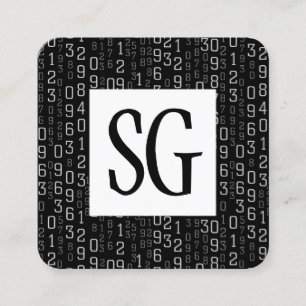 Carte De Visite Carré Panneau carré - Initiales - Numéros en cascade