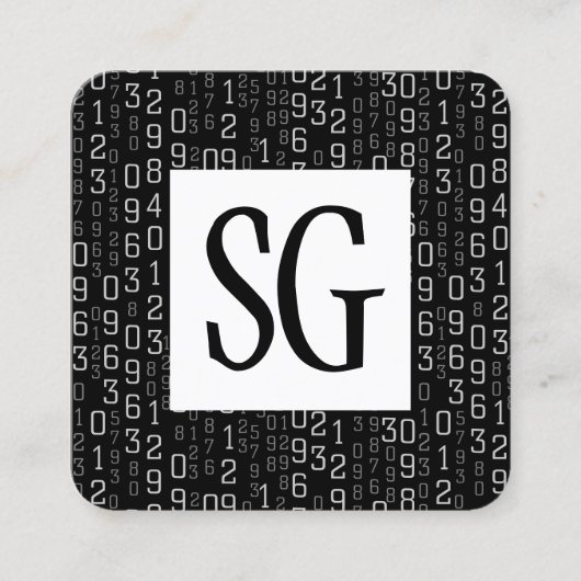 Carte De Visite Carré Panneau carré - Initiales - Numéros en cascade (Devant)