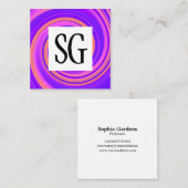 Carte De Visite Carré Panneau carré - Initiales - Vortex 02 (Devant / Derrière)