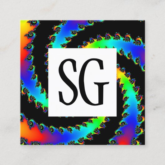 Carte De Visite Carré Panneau carré - Initiales - Vortex fractal 01 (Devant)