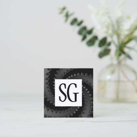 Carte De Visite Carré Panneau carré - Initiales - Vortex fractal 02 (Debout devant)