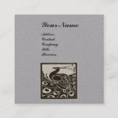 CARTE DE VISITE CARRÉ PAPIER GRIS MONOGRAMME ÉLÉGANT NOIR BLANC PAON (Devant)