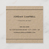 Carte De Visite Carré Papier Kraft à bordure noire minimale moderne (Dos)