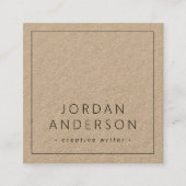 Carte De Visite Carré Papier Kraft brun à bordures minces (Devant)