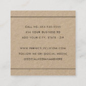 Carte De Visite Carré Papier Kraft brun à bordures minces (Dos)