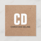 Carte De Visite Carré Papier Kraft moderne (imprimé) Monogramme en gras (Devant)