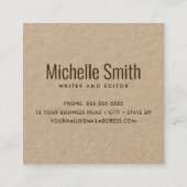Carte De Visite Carré Papier Kraft professionnel moderne et élégant (Dos)
