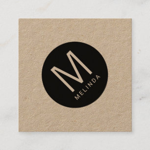 Carte De Visite Carré Papier Monogram Kraft minimaliste moderne
