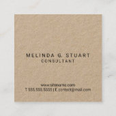 Carte De Visite Carré Papier Monogramme Kraft professionnel moderne (Dos)