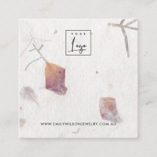 CARTE DE VISITE CARRÉ PAPIER PÂTISSERIE ROSE EN PÉTAL FAIT À LA MAIN ÉCR