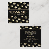 Carte De Visite Carré Papiers dorés de luxe motif merci (Devant / Derrière)