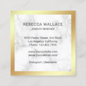 Carte De Visite Carré Papillon à huile d'or Marbre blanc moderne et élég (Dos)