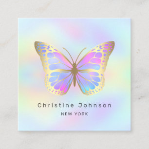 Carte De Visite Carré papillon aux couleurs pastel
