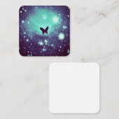 Carte De Visite Carré Papillon ciel de nuit turquoise (Devant / Derrière)