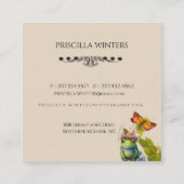 Carte De Visite Carré Papillon de grenouille à l'aquarelle mûre (Dos)