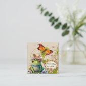 Carte De Visite Carré Papillon de grenouille à l'aquarelle mûre (Debout devant)