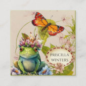 Carte De Visite Carré Papillon de grenouille à l'aquarelle mûre (Devant)
