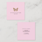 Carte De Visite Carré papillon de parties scintillant faux or (Devant / Derrière)