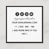 Carte De Visite Carré Papillon de salon de tatouage papillon noir et bla (Dos)