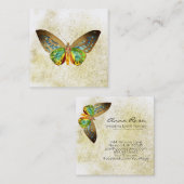 Carte De Visite Carré ** Papillon doré doré mystique (Devant / Derrière)