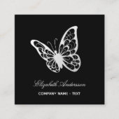 Carte De Visite Carré Papillon noir blanc de code QR (Devant)