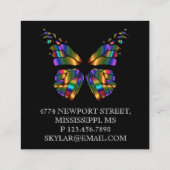 Carte De Visite Carré Papillon noir élégant (Dos)