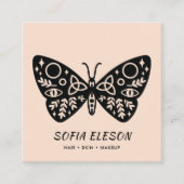 Carte De Visite Carré Papillon noir Feminine Blush Pink Typographie (Devant)