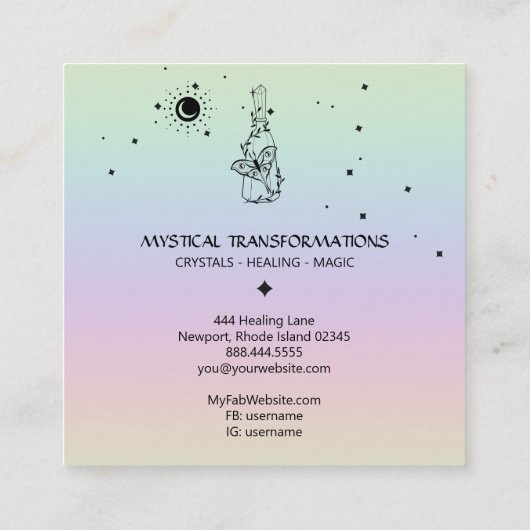 Carte De Visite Carré *~* Papillon papillon Moth Magic Boho Potion arc-e (Dos)