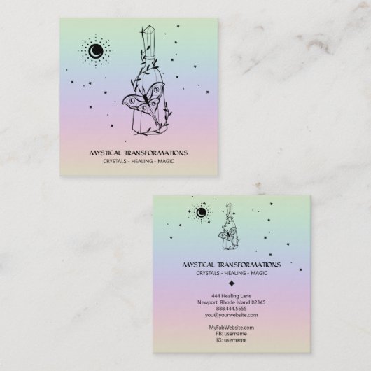 Carte De Visite Carré *~* Papillon papillon Moth Magic Boho Potion arc-e (Devant / Derrière)